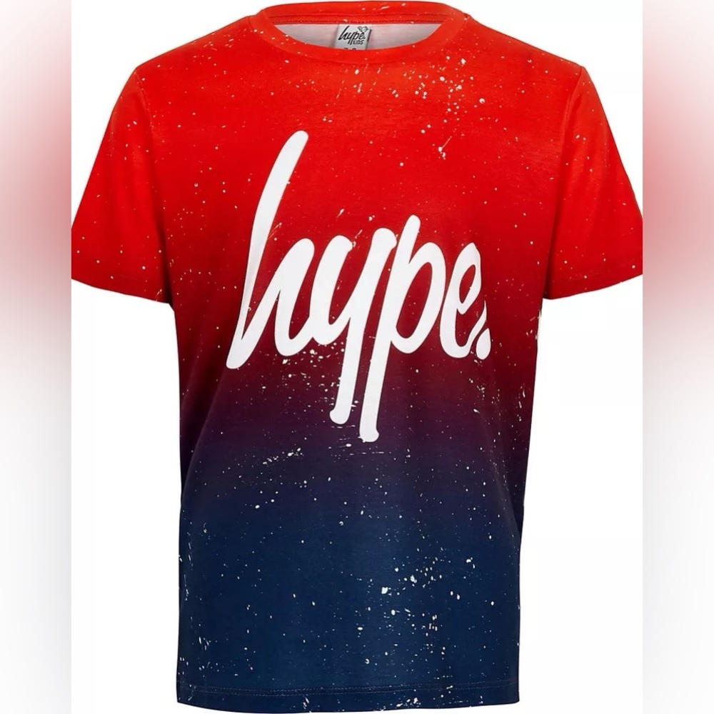 Hype Boys Red Fleck Fade Hype Logo Script Print Short Sleeve T-Shirt